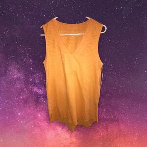 Soft Surroundings Tank Dolly Slub V Neck Sleeveless Tank Top Size S 6/8 Papaya